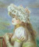 Portrait of a Young Woman of The Fortesque Family of Devon Paintings - Portrait of a Young Woman in a Lace Hat by Pierre Auguste Renoir